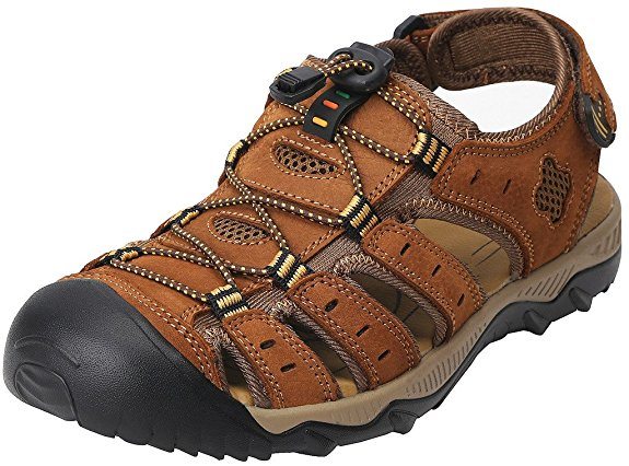 4How Men's Leather Sandal Outdoor Shoes